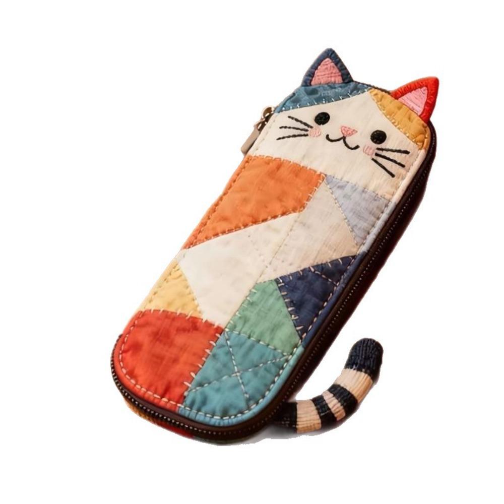 

Patchwork Cartoon Pen Bag Cloth Stationery Storage Bag Creative Cat Pencil Case School Supplies
