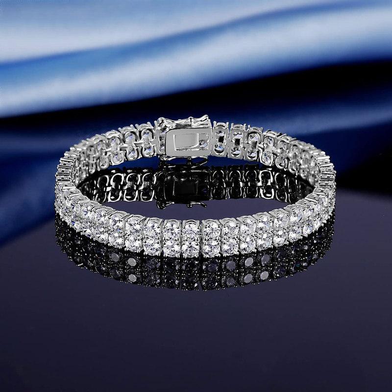 ouble Row 3mm Iced Out Tennis Bracelet Hip Hop Cubic Zirconia Gold Silver Plated Brass Link Bangle for Men Women Gift