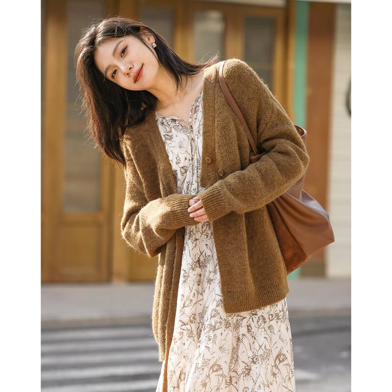 Demana French Style Wool Blend V-Neck Cardigan