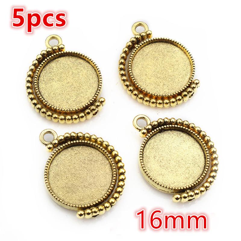 5-15pcs 16mm 18mm Inner Size Pendant Cabochon Blank Base Setting Bezel Tray DIY Jewelry Making Accessories for Necklace Keychain
