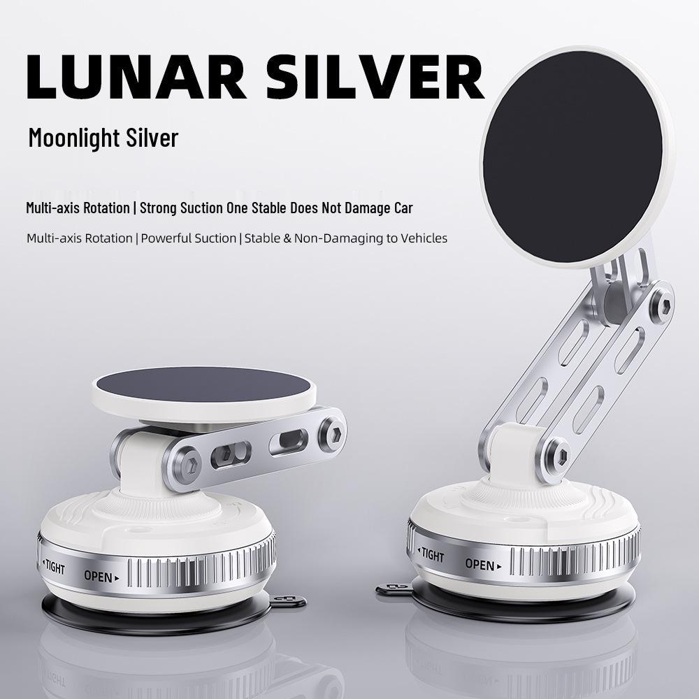 Foldable Rotating Aluminum Magnetic Car Phone Holder with Double-Sided Suction for Navigation