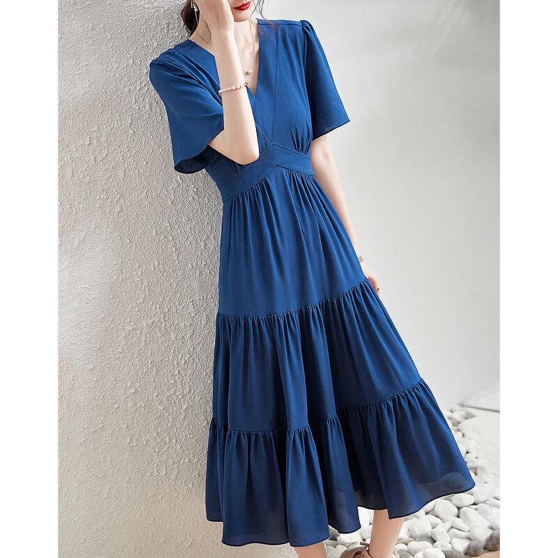 Demana V-Neck A-Line Short Sleeve Ruched Dress