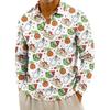 Men's Casual Christmas Print Button Long Sleeve Shirt