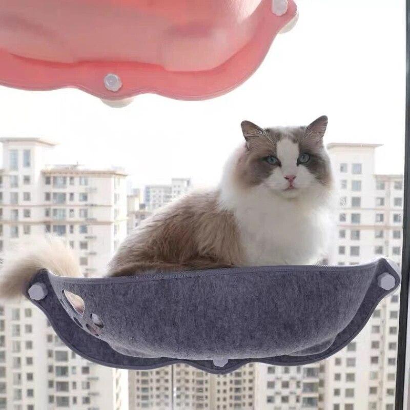 Sunny Window Seat Nest Cat Window Hammock With Cushion Pet Kitty Hanging Sleeping Bed With Strong Suction Cups Pet Cats
