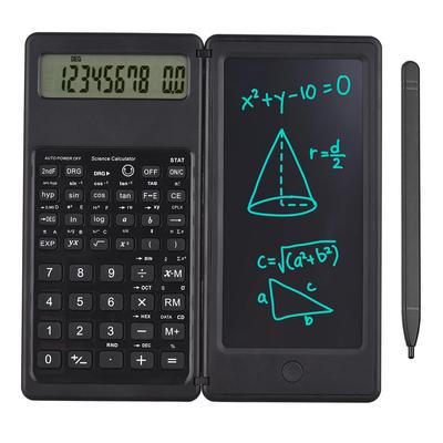 Calculadora plegable y tableta de escritura LCD de 6 pulgadas, bloc de dibujo digital con lápiz óptico y botón de borrado para escuela, oficina y negocios.