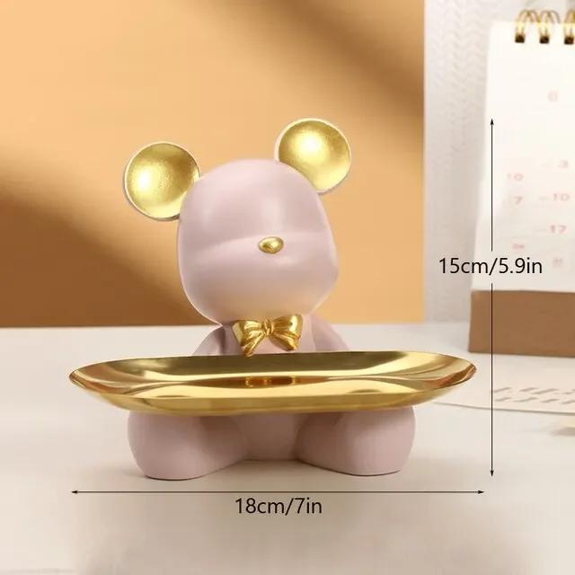 Bear Cool Sculpture Entrance Crafts Resin Art Figurines Candy Sundries Animal Sculpture Household Supplies for Study Coffee Shop