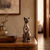 Animal Lover Gifts Vintage Distressed Cat Figurine, Rustic Statue for Desk Shelf Home Country Style Decor Decor, Handcrafted Retro Ornament,