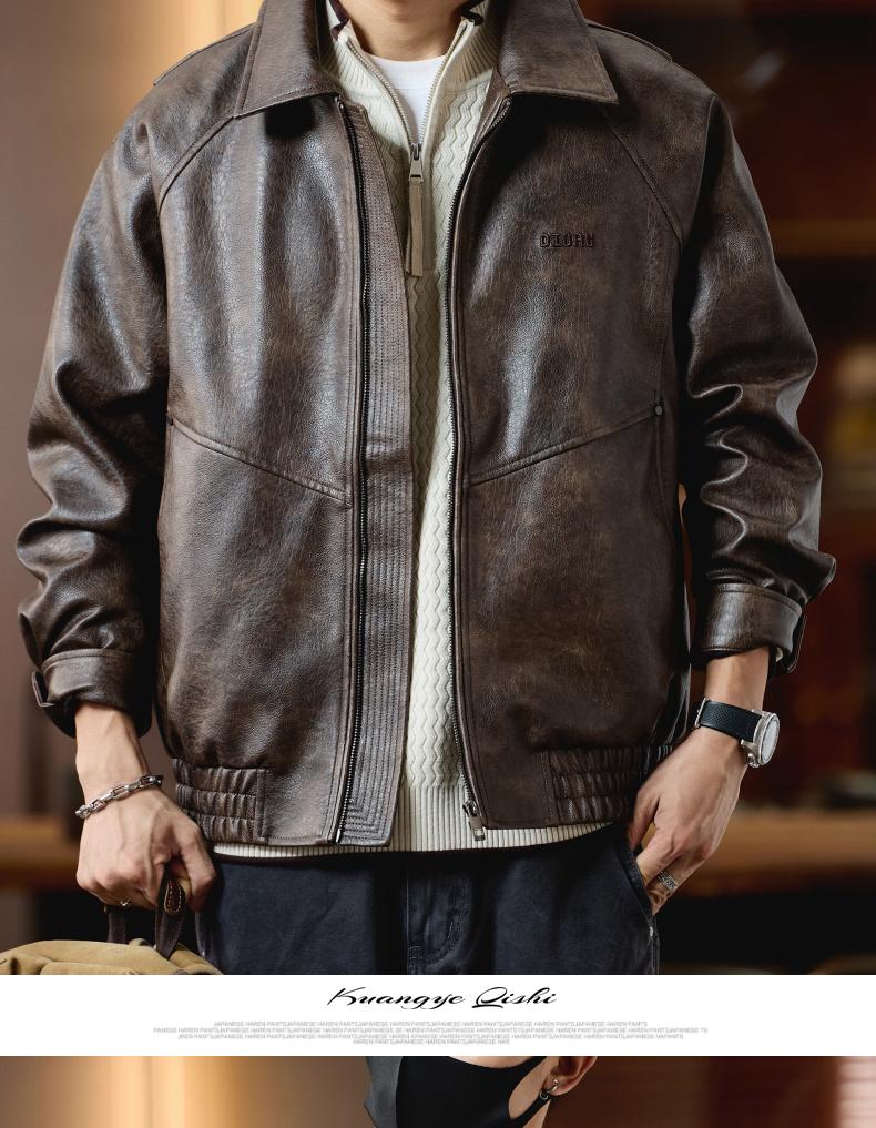Men's Melanoid Leather Jacket: 2025 Autumn/Winter Trendy Motorcycle Pilot Style