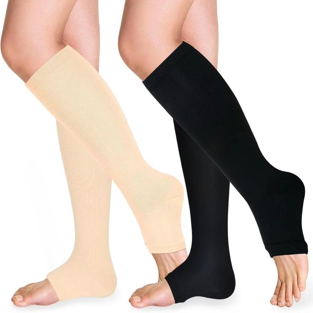 Cool Material Compression Stockings Open Toe Graduated Pressure Stockings  Swollen Legs Prevention