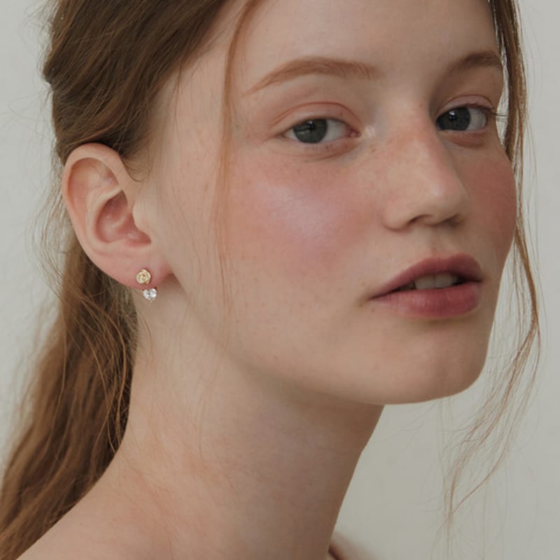 Tatiana (925 Silver) Shining Rose Ear Jacket Earrings EC3072