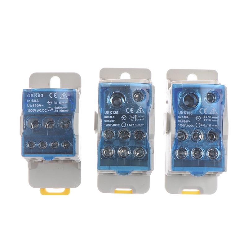 Ukk 80A/125A/160A 1 In Multiple-Out Distribution Box Din Rail Terminal Junction