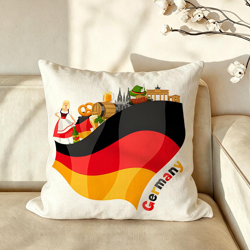Art GGermany CCulture Series Cushion Cover Pillow Case Antidustmite Pillowcase Silky Short Plush Sofa Cushion Cover Hot