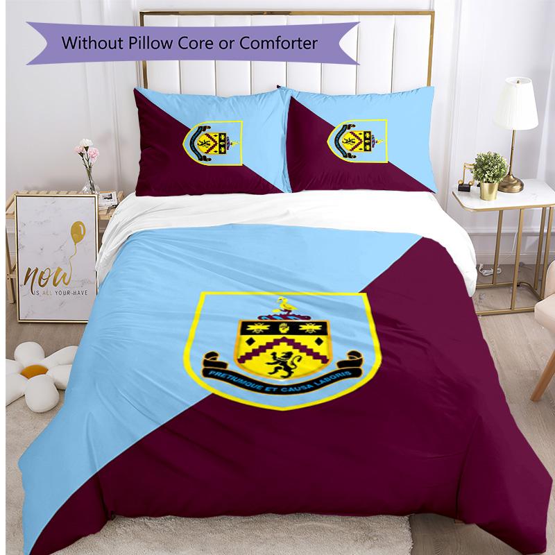 Set Lenzuola Stampato Burnley Football 3 Pezzi, Comodo Set Copripiumino per Camera da Letto Amico della Pelle