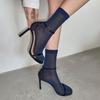 Women's Sheer Glitter Crew Socks Metallic Shimmer Shiny Sparkly Socks Breathable Thin Ankle Socks for Ladies Girls