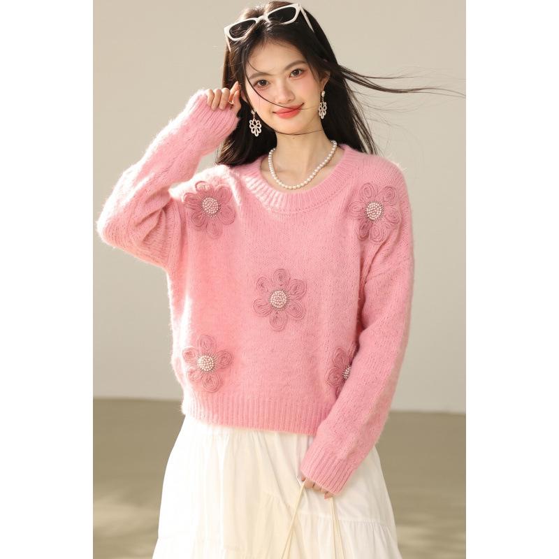 Women's 3D Floral Knit Sweater - Autumn/Winter 2026 Collection