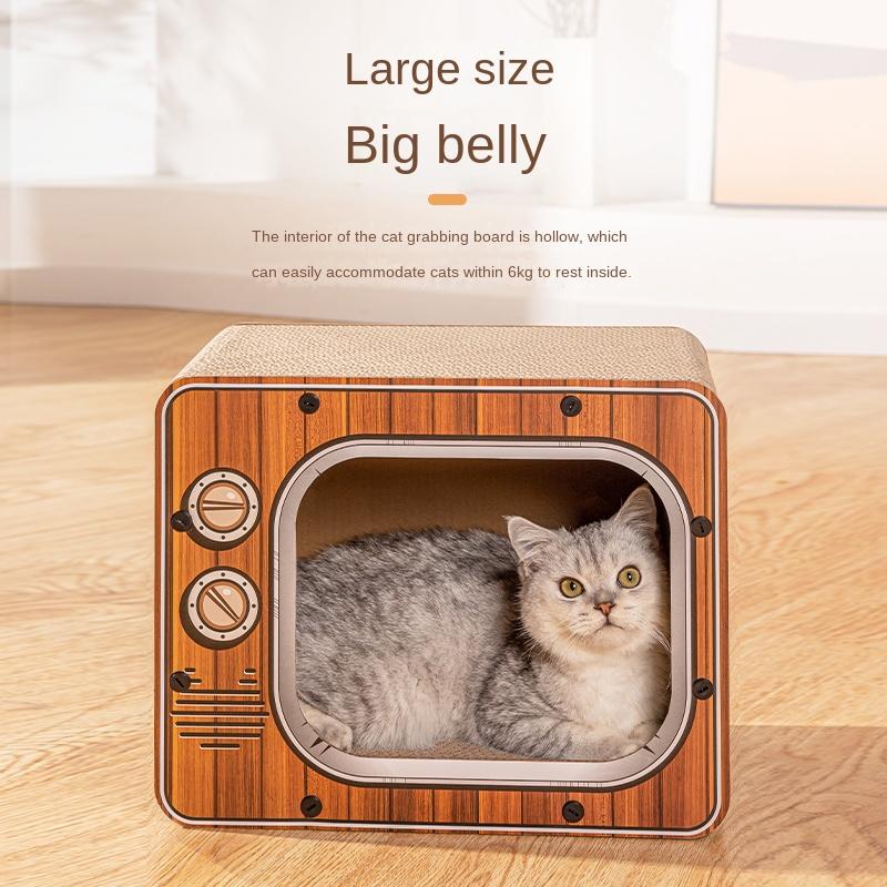 Creative Cat Scratching Board TV Cat Box Scratch Resistant Wear Resistant Three-dimensional Pet Toy Carton No Scraps Pet Habitat