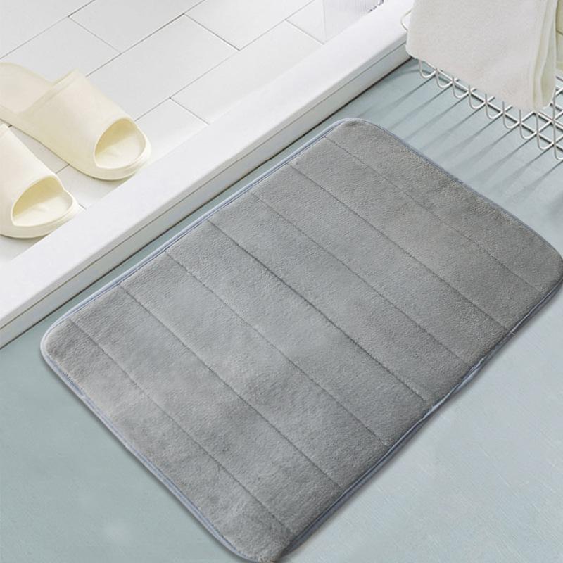 Solid Color Kitchen Bathroom Thick Coral Fleece Floor Mat