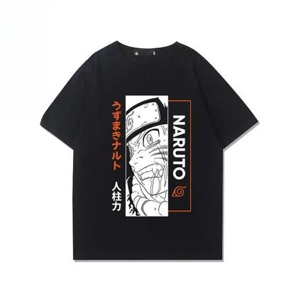 Naruto Sasuke Sakura Peripheral Pure Cotton Doublesided Print Fashion Vintage Casual Tshirt Black Japanese Unisex Tee Streetwear