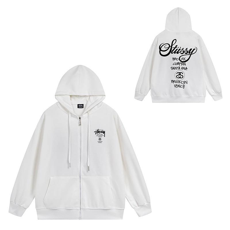Trendy brand zipper hooded autumn and winter new letter flame pai jiu couple coat