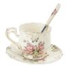 Rose Ivory Porcelain Coffee Cup Spoon Set Drinking Utensils for Women Teas Party