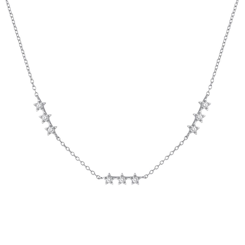 S925 Sterling Silver Star Rhinestone Necklace - Light Luxury Clavicle Chain, European & American Style Jewelry
