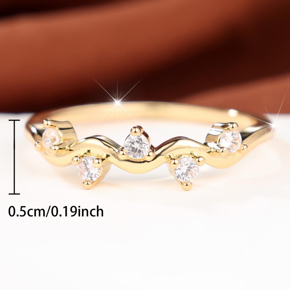 Charming Three Colors Available Wave Zircon Band Ring for Women Daily Wear and Party