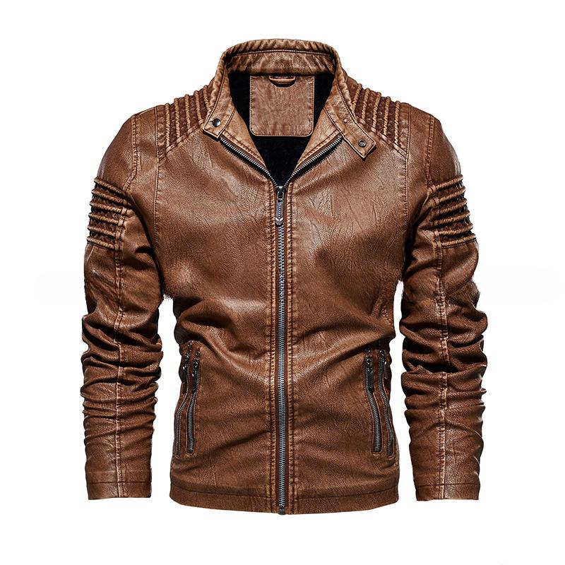 New Men's Leather Jacket Men's PU Washed Leather Jacket Large Size Leather Jacket