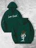 Lovesick Skull Flame Heart Hoodie Unisex Gothic Streetwear Sweatshirt Front Back Graphic Pullover
