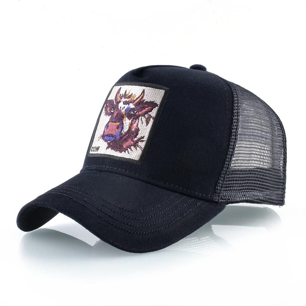 Atmungsaktive Mesh Baseball Cap Männer Neue Mode Trucker Caps Frauen Snapback Hip Hop Knochen Casquette Mit Kuh Patch Vier Saison hüte