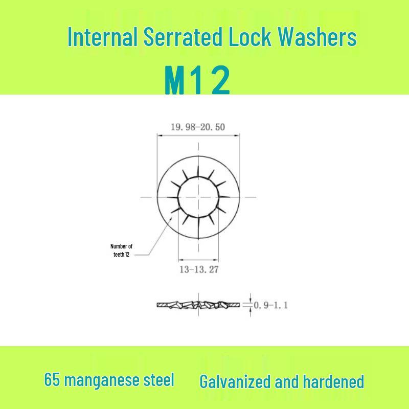 M3-M30 Blackened 65 Manganese Steel Multi-Tooth Inner Lock Washer (GB861.2)