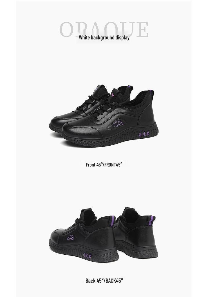 Red Dragonfly Women's Genuine Leather Casual Sports Shoes - Autumn/Winter Warm Plush Cotton Lined Sneakers.