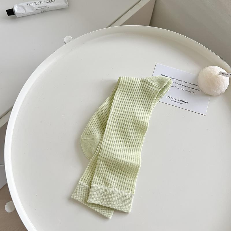 

Ballet Style Gray Boneless Socks Mid-Leg Socks Ultra-Thin Combed Cotton Striped Stacked Socks With Small Leather Shoes One size fits all зелений