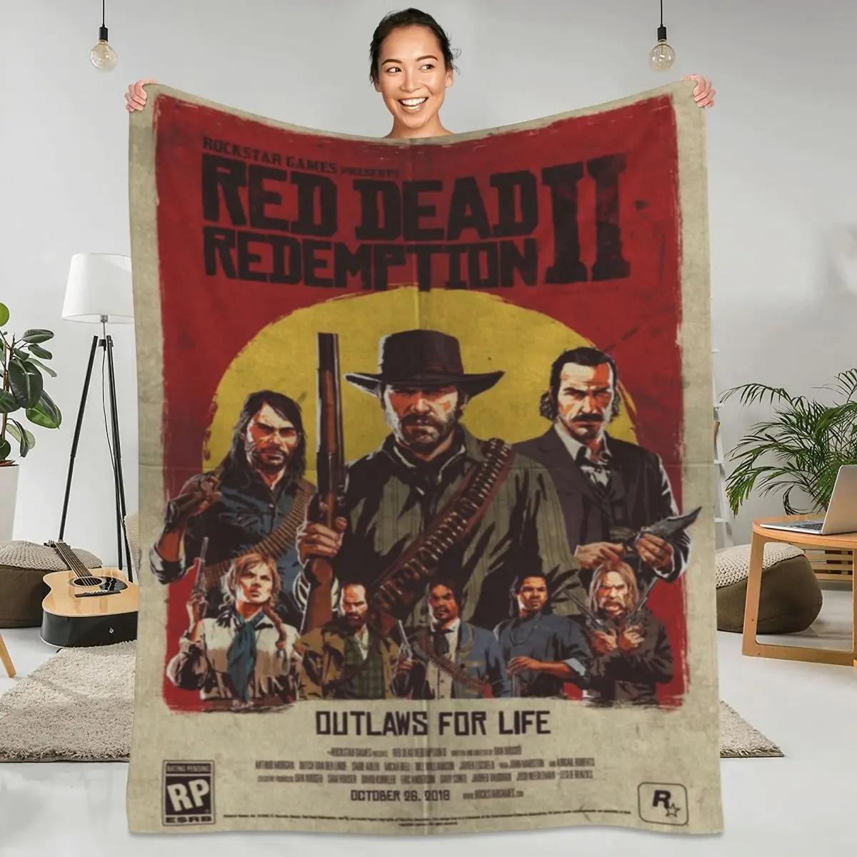 

Фланелевое одеяло Red Dead Redemption, качественное теплое мягкое одеяло для видеоигр, зимнее дорожное кресло, диван-кровать, покрывало с принтом