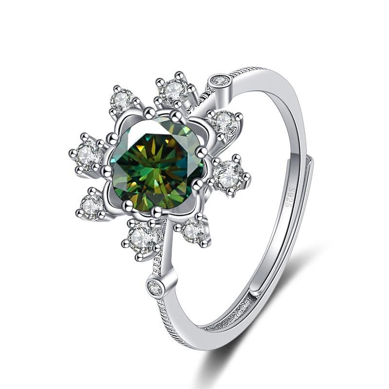 Bague Ringen 1 Carat Eight Heart Eight Arrow Moissanite Diamond Jewelry Sterling Silver S925 Snowflake Ring Adjustable Size Rings