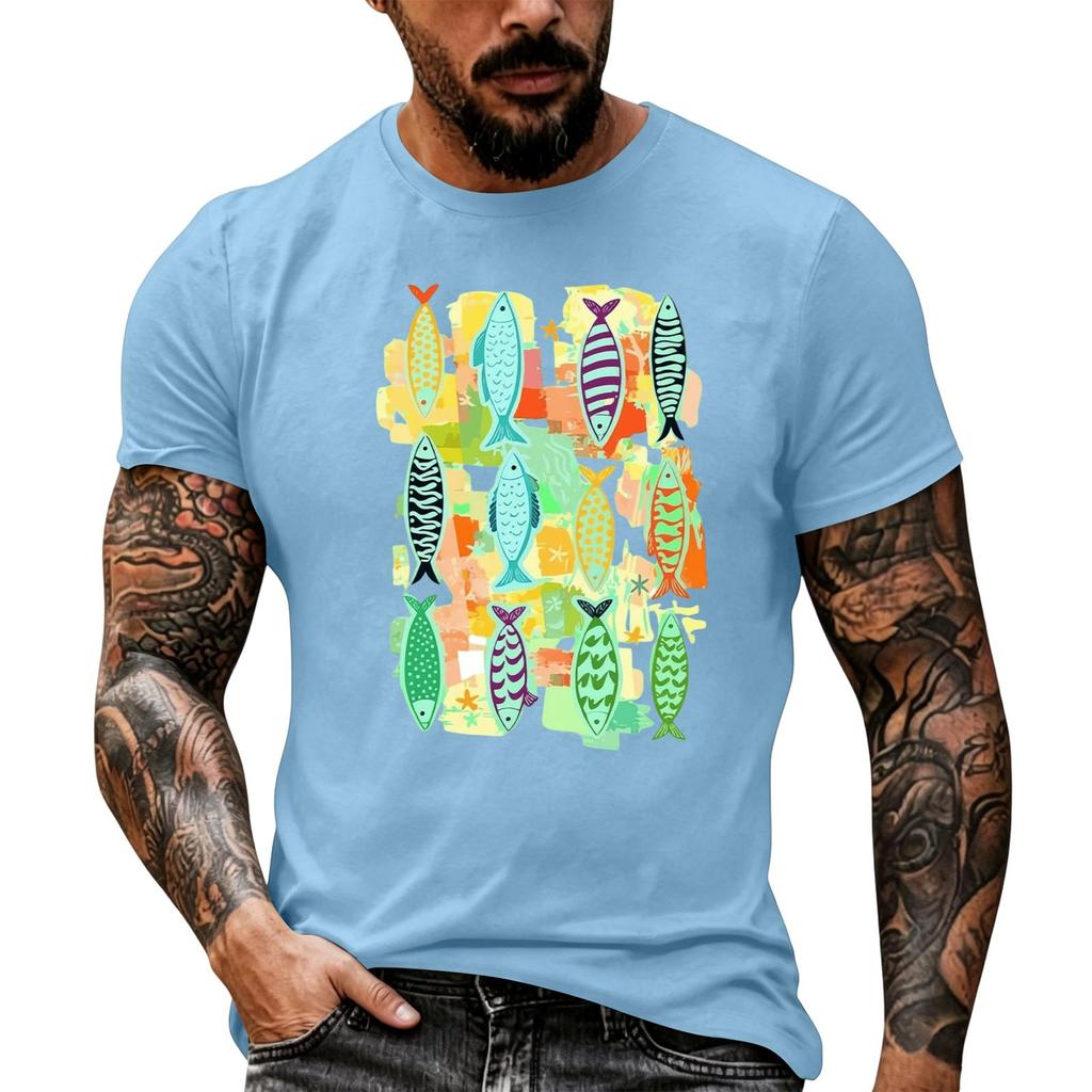 Men's Casual Short Sleeve T Shirt Loose Fit Breathable Fabric Vintage Texture Graphic Print Summer Streetwear Activewear Top