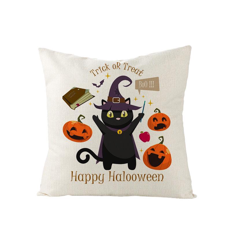 Halloween Pillowcase New Pumpkin Black Cat Series Sofa Cushion Waist Pillowcase Home