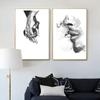 מאהב אופנה נורדית נשיקה שחור לבן מופשט כרזות הדפסת בד ציור יד אמנות קיר תמונות חדר שינה עיצוב הבית