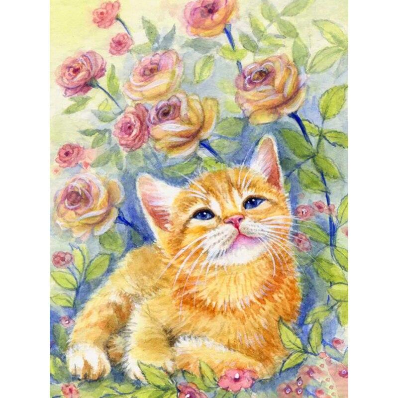 Zestaw do malowania diamentami 5D DIY Kwiaty i koty Diamentowe hafty Dżetów Ozdoby do domu