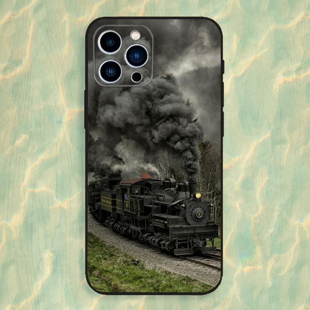 Train Classic Steam Phone Case For iPhone 16,15,14,13,12,11 Plus,Pro Max,XS,X,XR,SE,Mini,8,7,Soft Silicone Black Cover