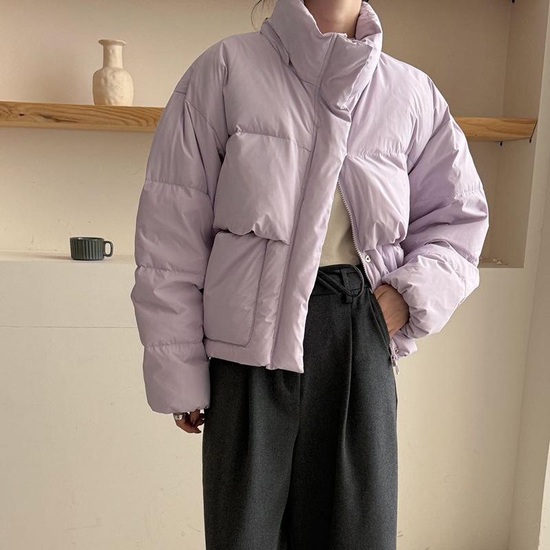 Removable hat short down jacket women's 2024 new Korean sweet thickened white duck down candy bun jacket