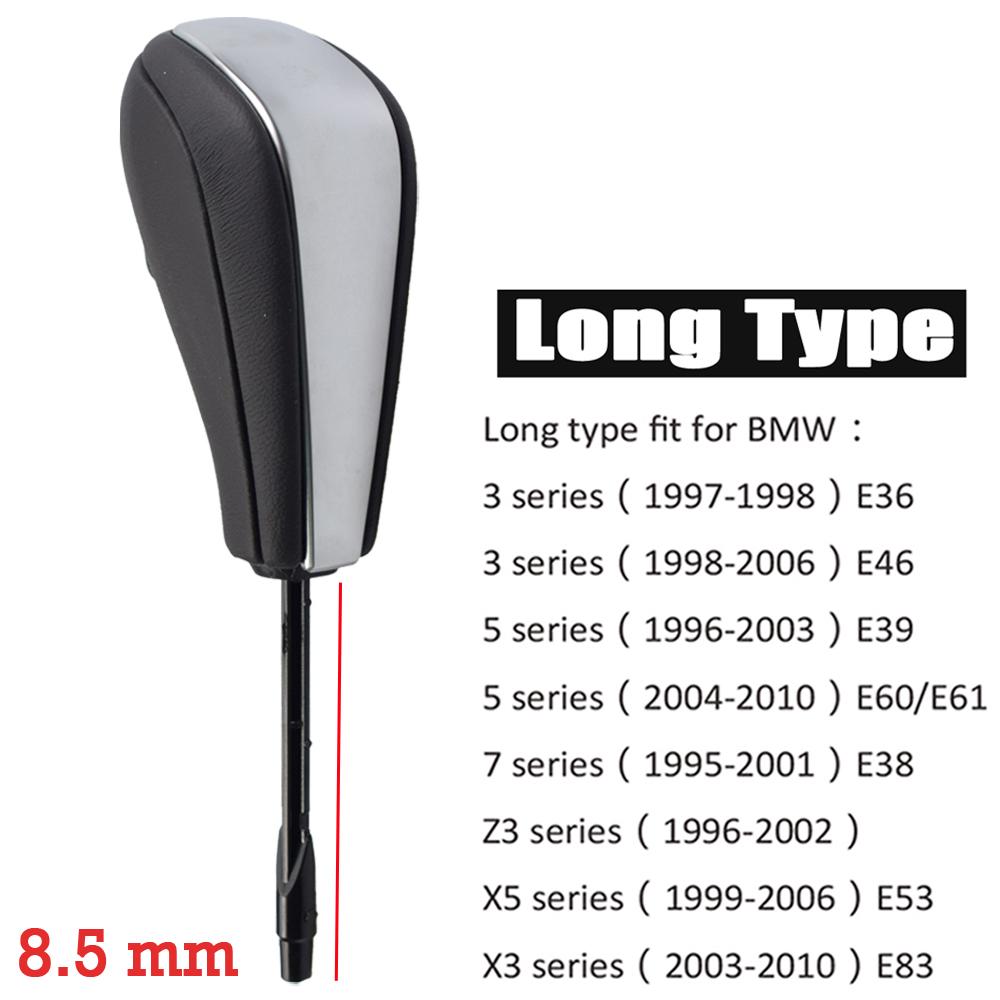 

AT Gear Shift Knob Stick Lever HandBall For BMW E39 E46 E53 E60 E61 E63 E64 E83 E81 E82 E87 E90 E91 E92 Original Quality Styling Silver-Long