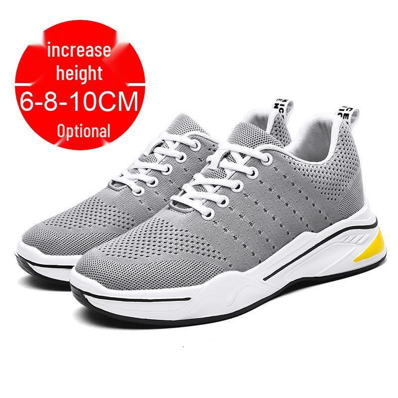 Men's Summer Height-Boosting Breathable Mesh Sneakers (8cm/6cm Hidden Heel) Korean Style Casual Running Shoes