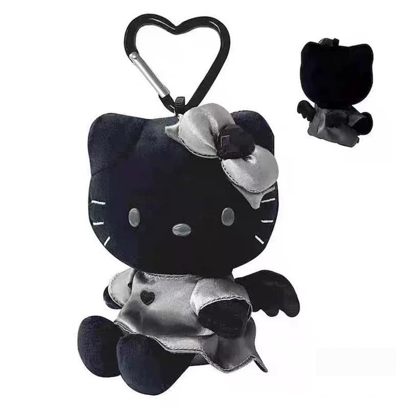 Cute Anime Figurine Kuromi Ugly Fish Full Black Dark Gray Carbon Black Series Plush Keychain Pendant Plaything Bag Present For Girls