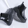British Style Men Casual Leather Chelsea Boots High-top Business Dress Shoes Fashion Thick Bottom Male Ankle Boots Slip On Shoes