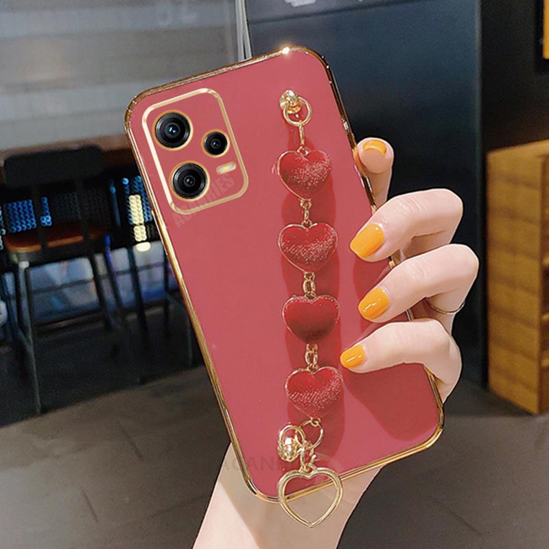 

Браслет Сердце для Note12 Чехол с покрытием Для Xiaomi Redmi Note 12 Pro Plus 12pro 5g Цепочка Силиконовый Чехол Note12s 4g Redmi Note 12 5g