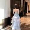 Beautiful blue suspender evening dress female banquet fairy temperament light luxury student day bar mitzvah party art test princess dress