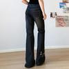 Women's Retro Low-Waist Flared Jeans with Floral Embroidery