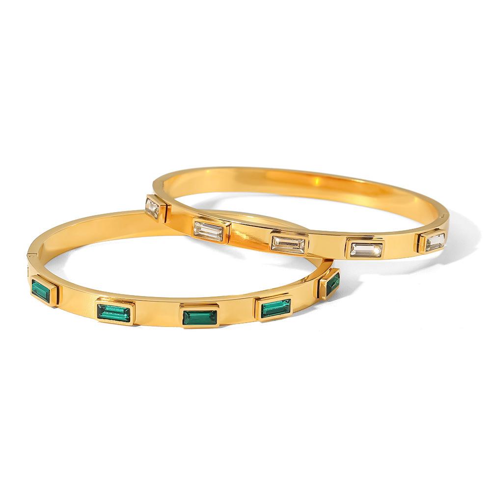 Summer Titanium Steel Bracelet - Fashionable and Versatile Stainless Steel Zirconia Set Bracelet with Retro Design Hand Ring