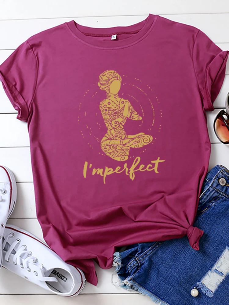 Ich bin Perfektes Yoga Mädchen Aufdruck T-Shirt Damen Kurzarm Rundhals Lockeres T-Shirt Sommer Damen T-Shirt Tops Camisetas Mujer