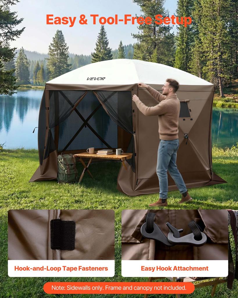 VEVOR Canopy Sidewalls, 1.73 x 1.48 m, Canopy Tent Walls with Waterproof and Sunlight Protection Layer, One-Sided Window Design